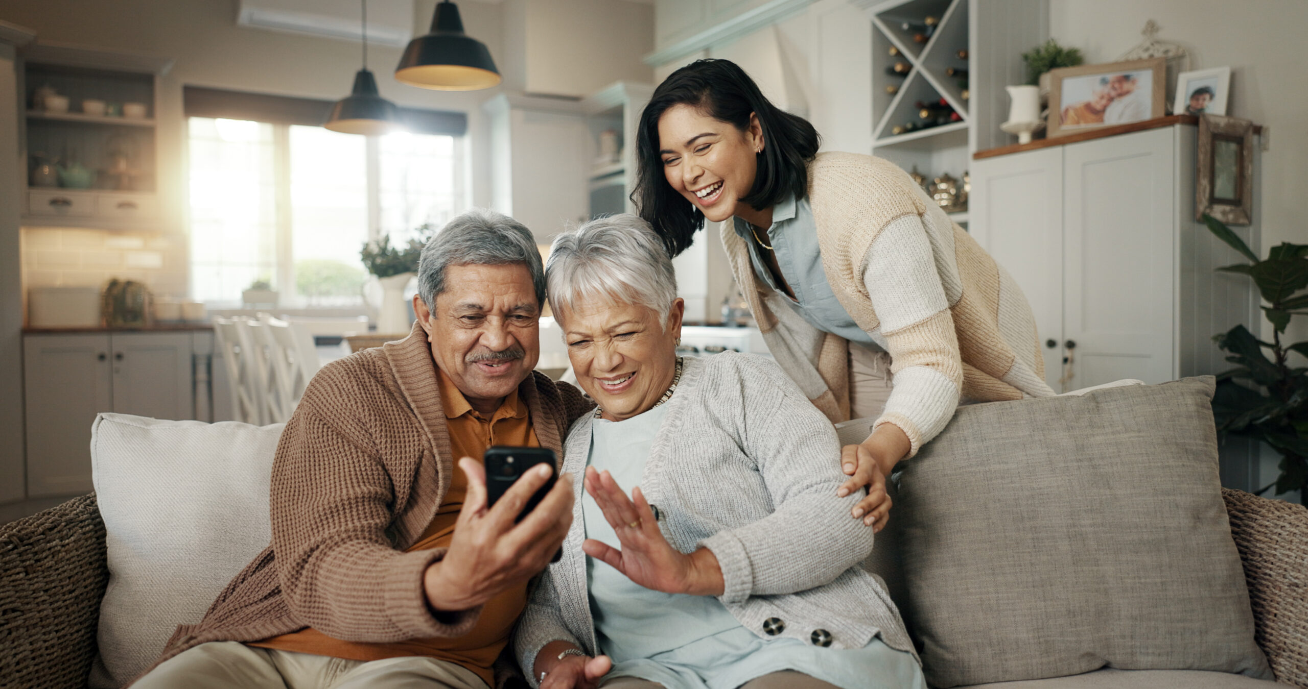 Success winning a personal injury accident case and sharing with family in a video call to happiness and health